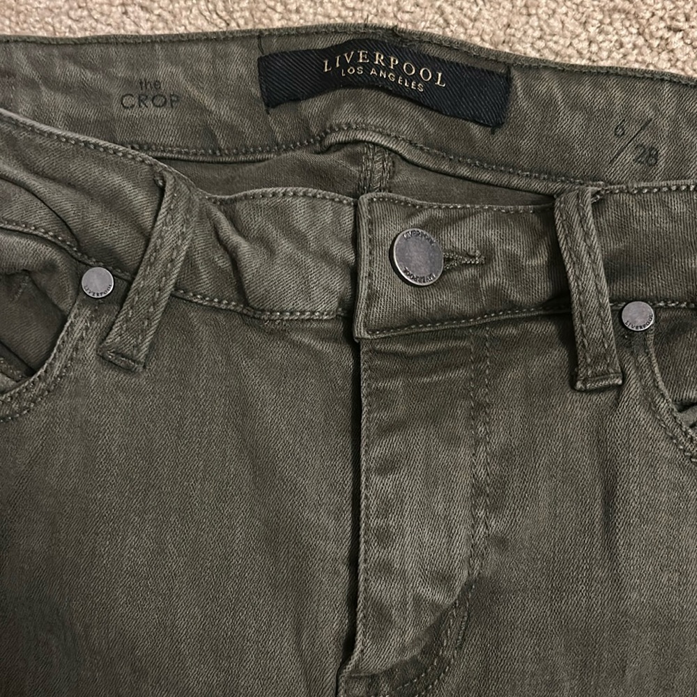 Olive green cropped jeans